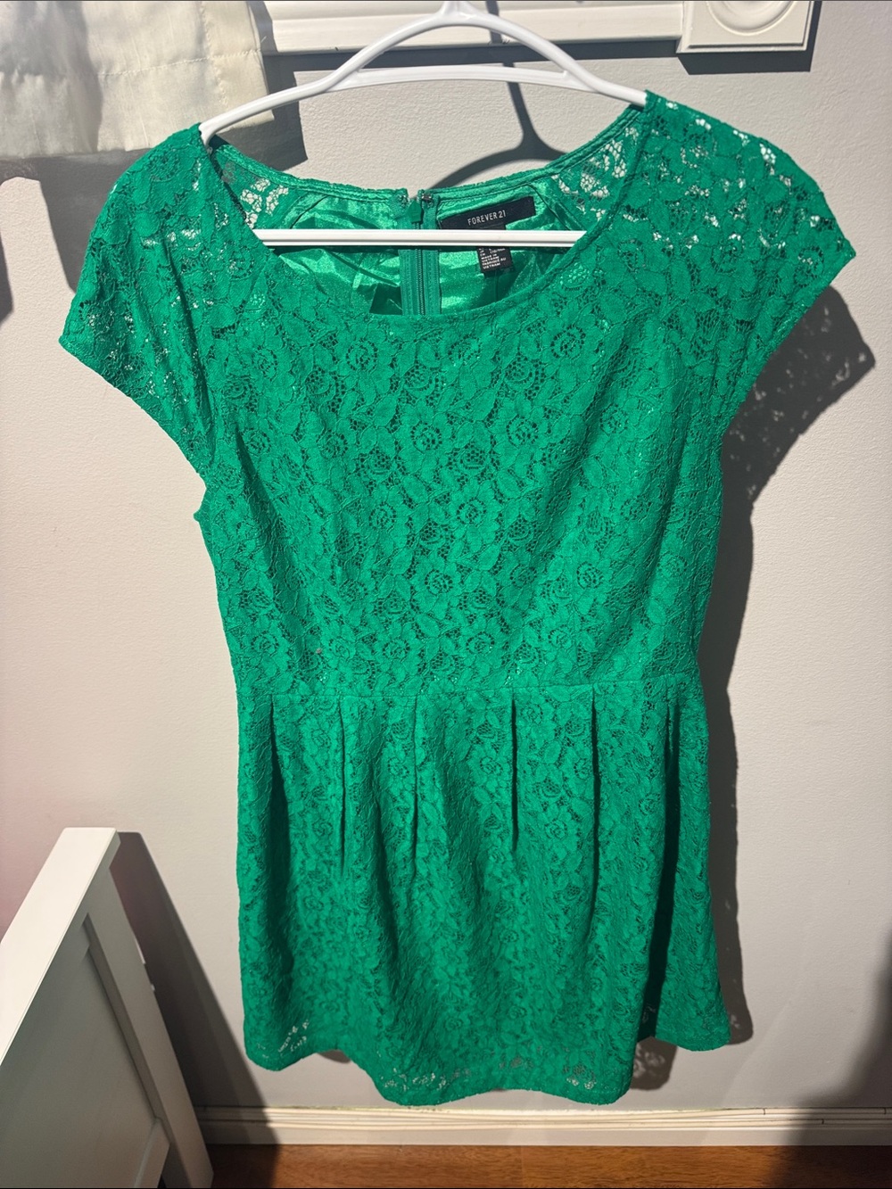 Forever 21 Emerald Green Lace Fit-and-Flare Tunic